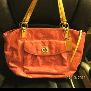COACH Large pink patent large shoulder bag